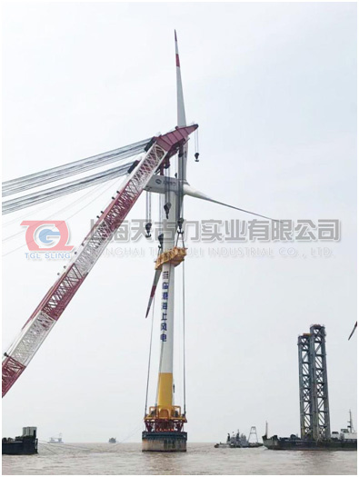 In july2018, the trial hoisting of tower slings manufactured by tianguli for a wind power company was successful